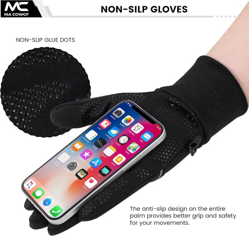 MA COWCF Winter Gloves for Men Women Waterproof Touchscreen Gloves Windproof Non-Slip Stretch for Cold Weather Warm Liner for Running Cycling Driving Hiking - Image 4